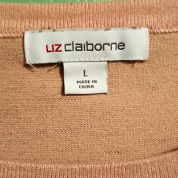 Liz Claiborne Pink/Gray Lightweight Pullover Sweater (Size L) - Picture 2 of 3